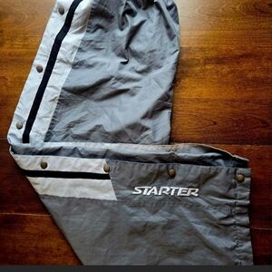 Starter Gray Windbreaker Track Pants with White & Black Accents
